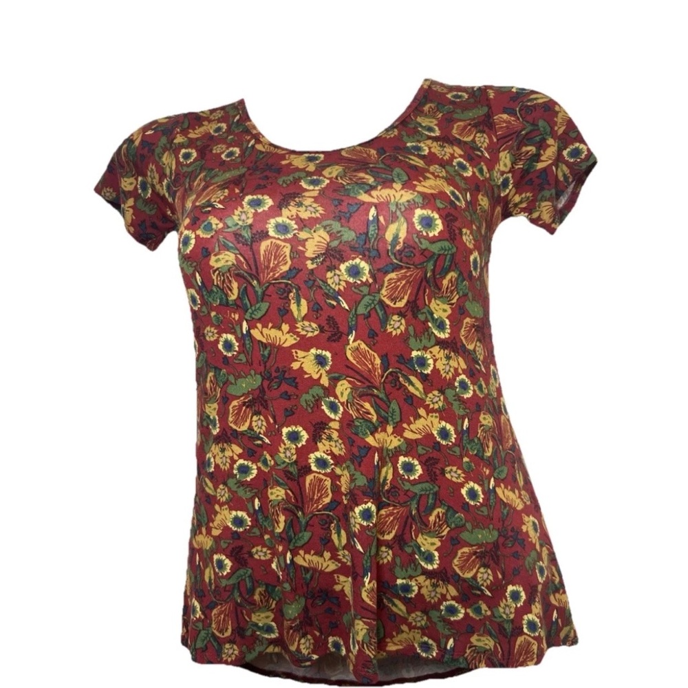 LuLaRoe Classic T XXS Red Sunflower Floral‎ Print NWT Women’s Top